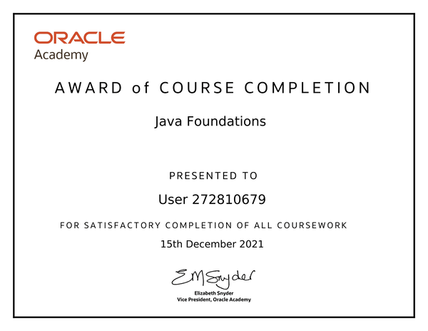 Oracle: Java Foundation